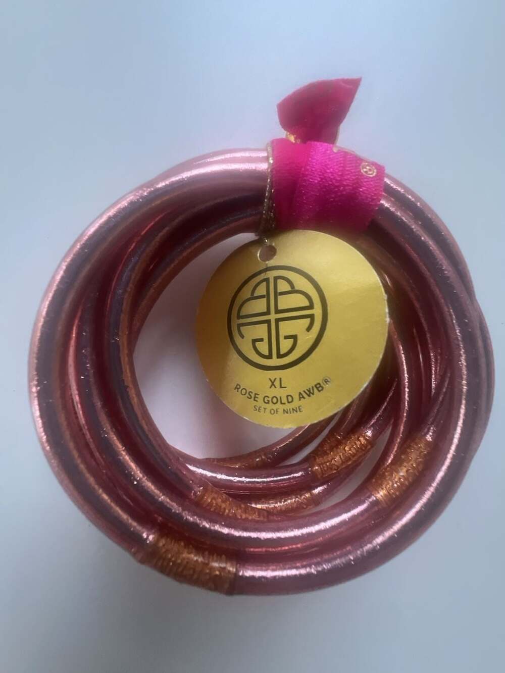 BuDhaGirl Rose Gold All Weather Bangles XL Set of 9 - Picture 2 of 3